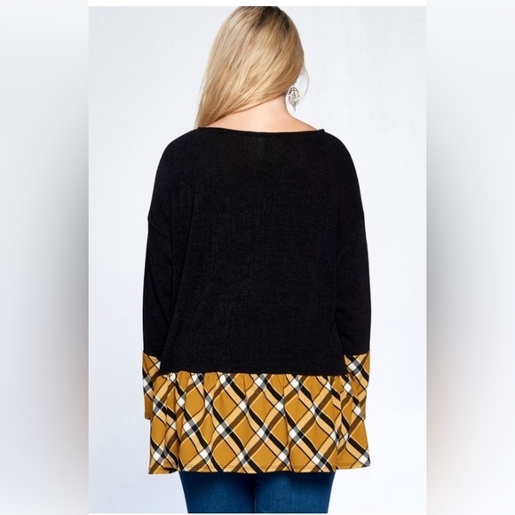 Ms Diva Plus Black Top w/Gold Plaid Accents - Picture 5 of 5